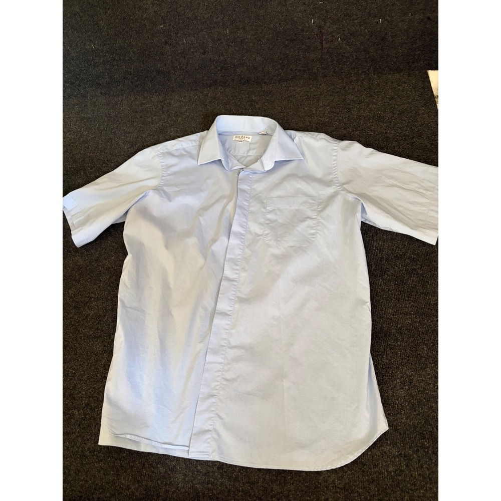 Modena Mens Light Blue Short Sleeve Dress Shirt Classic Fit 17.5 34/35